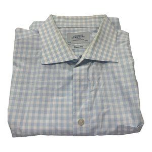 Charles Tyrwhitt Dress Shirt LS Classic Fit Blue Checkered 18/36 RN 116036 ES